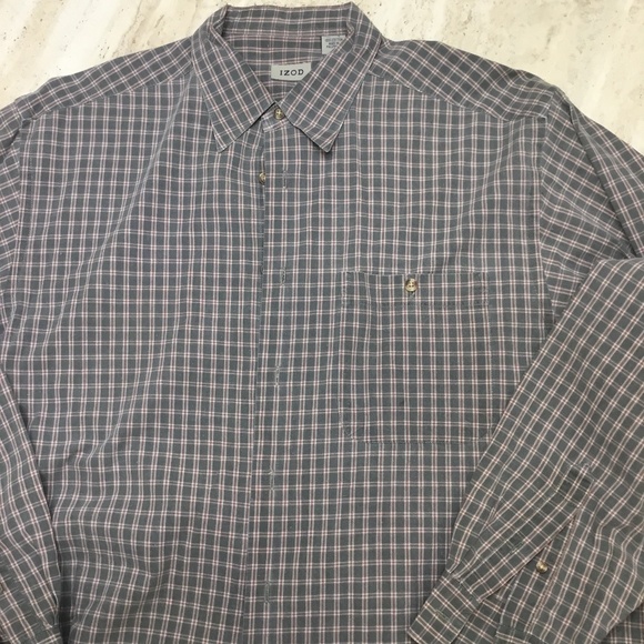 Men's Izod Plaid Button Down Long Sleeve Shirt Size Large - Picture 1 of 7